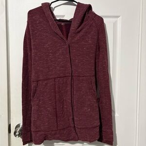 Lululemon Athletica Maroon Button-Up Hoodie